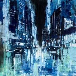 Blu Night by Paolo Fedeli - Original Painting on Stretched Canvas sized 20x20 inches. Available from Whitewall Galleries