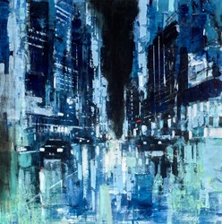 Blu Night by Paolo Fedeli - Original Painting on Stretched Canvas sized 20x20 inches. Available from Whitewall Galleries